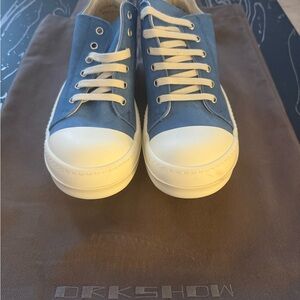 Rick Owens Blue and White Sneakers